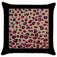 Pink Leopard 2 Throw Pillow Case (black)