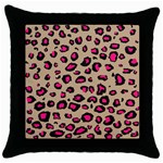 Pink Leopard 2 Throw Pillow Case (Black)