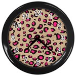Pink Leopard 2 Wall Clocks (Black)