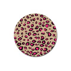 Pink Leopard 2 Magnet 3  (round)