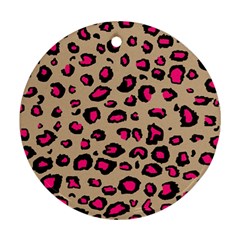 Pink Leopard 2 Round Ornament (two Sides)