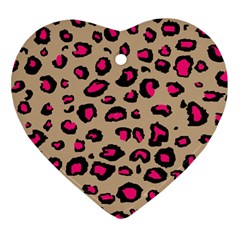 Pink Leopard 2 Heart Ornament (two Sides)