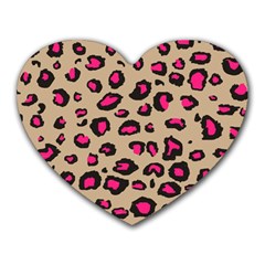 Pink Leopard 2 Heart Mousepads