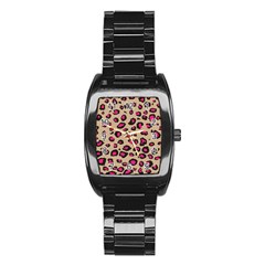 Pink Leopard 2 Stainless Steel Barrel Watch by TRENDYcouture