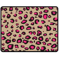 Pink Leopard 2 Double Sided Fleece Blanket (medium)  by TRENDYcouture