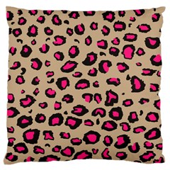 Pink Leopard 2 Large Flano Cushion Case (two Sides) by DreamCanvas