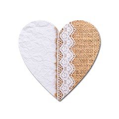Parchement,lace And Burlap Heart Magnet by NouveauDesign