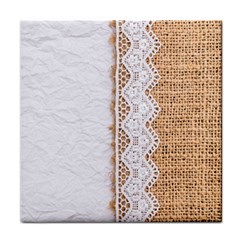 Parchement,lace And Burlap Face Towel by NouveauDesign