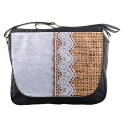 Parchement,lace And Burlap Messenger Bags by NouveauDesign