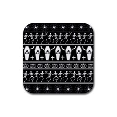 Halloween Pattern Rubber Square Coaster (4 Pack)  by ValentinaDesign