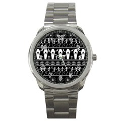 Halloween Pattern Sport Metal Watch by ValentinaDesign