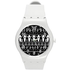 Halloween Pattern Round Plastic Sport Watch (m) by ValentinaDesign