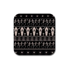 Halloween Pattern Rubber Square Coaster (4 Pack)  by ValentinaDesign