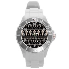 Halloween Pattern Round Plastic Sport Watch (l) by ValentinaDesign