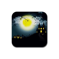 Halloween Landscape Rubber Coaster (square)  by ValentinaDesign