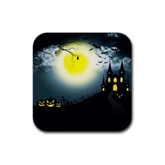 Halloween Landscape Rubber Square Coaster (4 Pack)  by ValentinaDesign
