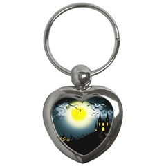 Halloween Landscape Key Chains (heart)  by ValentinaDesign