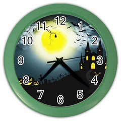 Halloween Landscape Color Wall Clocks by ValentinaDesign