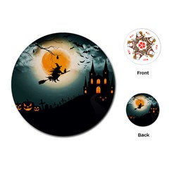 Halloween Landscape Playing Cards (round)  by ValentinaDesign