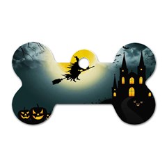 Halloween Landscape Dog Tag Bone (two Sides)