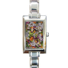 Halloween Pattern Rectangle Italian Charm Watch