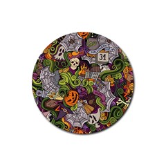 Halloween Pattern Rubber Round Coaster (4 Pack)  by ValentinaDesign