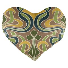 Art Nouveau Large 19  Premium Heart Shape Cushions by NouveauDesign