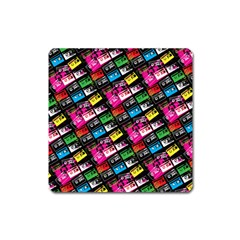 Pattern Colorfulcassettes Icreate Square Magnet by iCreate