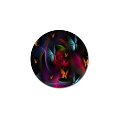 Beautiful Butterflies Rainbow Space Golf Ball Marker (4 Pack)