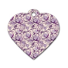 Vegetable Cabbage Purple Flower Dog Tag Heart (one Side)