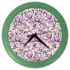 Vegetable Cabbage Purple Flower Color Wall Clocks by Mariart