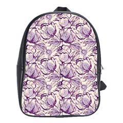 Vegetable Cabbage Purple Flower School Bag (large) by Mariart