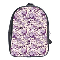 Vegetable Cabbage Purple Flower School Bag (xl) by Mariart