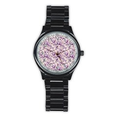 Vegetable Cabbage Purple Flower Stainless Steel Round Watch