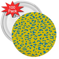 Blue Yellow Space Galaxy 3  Buttons (100 Pack) 