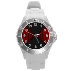 Black Red Door Round Plastic Sport Watch (l)