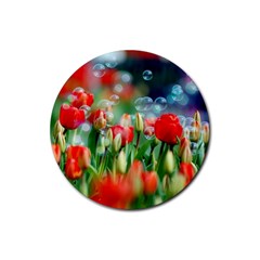 Colorful Flowers Rubber Round Coaster (4 Pack) 