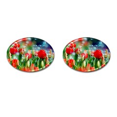 Colorful Flowers Cufflinks (oval)