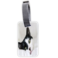 Cat Face Cute Black White Animals Luggage Tags (one Side)  by Mariart