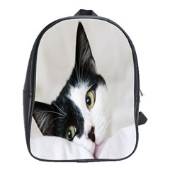 Cat Face Cute Black White Animals School Bag (xl)