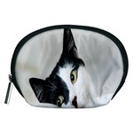 Cat Face Cute Black White Animals Accessory Pouches (Medium)  Front