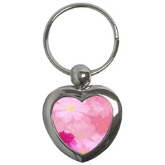 Cosmos Flower Floral Sunflower Star Pink Frame Key Chains (heart) 