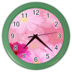 Cosmos Flower Floral Sunflower Star Pink Frame Color Wall Clocks