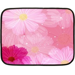 Cosmos Flower Floral Sunflower Star Pink Frame Fleece Blanket (mini) by Mariart