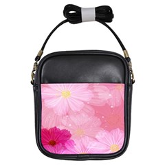 Cosmos Flower Floral Sunflower Star Pink Frame Girls Sling Bags