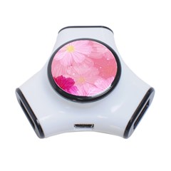 Cosmos Flower Floral Sunflower Star Pink Frame 3-port Usb Hub by Mariart