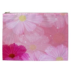 Cosmos Flower Floral Sunflower Star Pink Frame Cosmetic Bag (xxl)  by Mariart