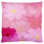 Cosmos Flower Floral Sunflower Star Pink Frame Large Flano Cushion Case (Two Sides) Back