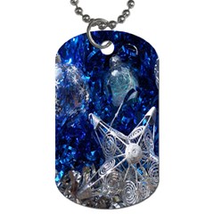 Christmas Silver Blue Star Ball Happy Kids Dog Tag (one Side) by Mariart