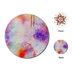 Watercolor Galaxy Purple Pattern Playing Cards (round)  by paulaoliveiradesign